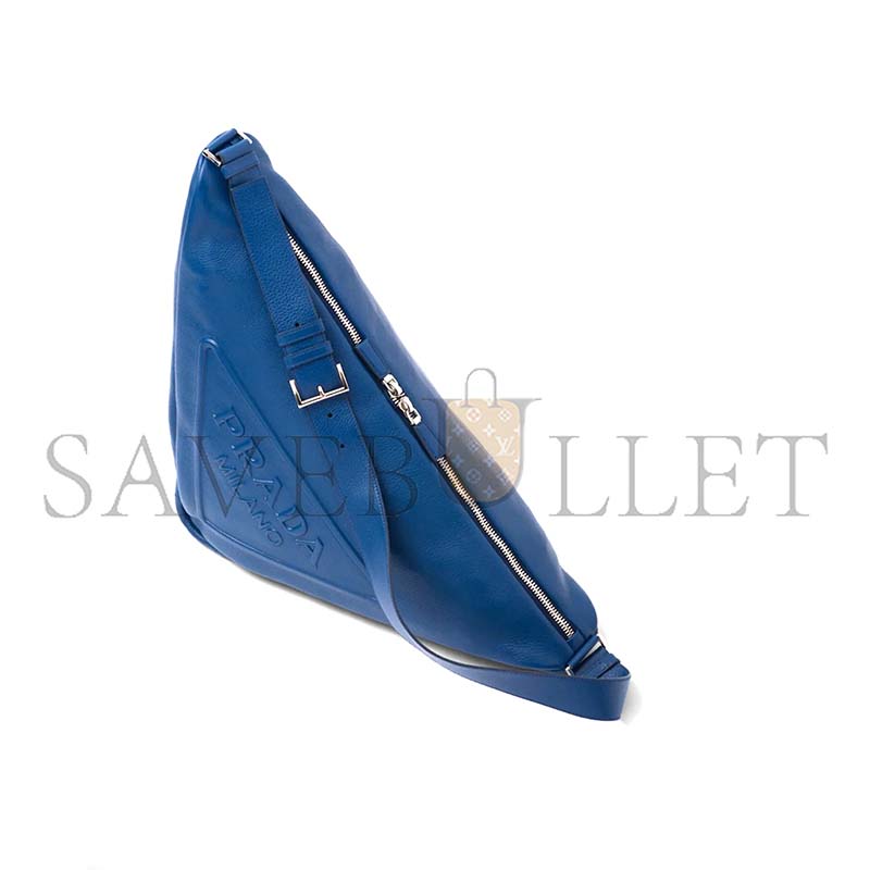 PRADA LEATHER TRIANGLE SHOULDER BAG LARGE BLUETTE 2VY007 (60*30cm) 